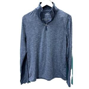 J. Crew women's 1/4 Zip Active Shirt Performance Blue Grey Sz Small Long Sleeve